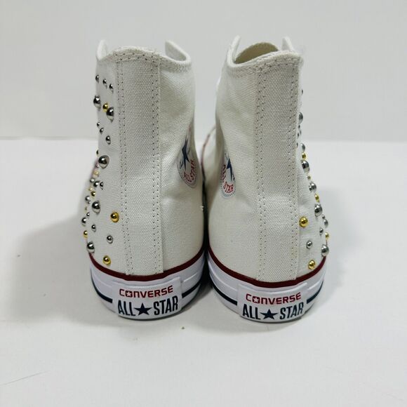 Converse Women US 9 Chuck Taylor All Star Hi Top Sneaker Gold silver Studs NWOB - Picture 8 of 10
